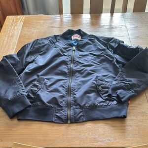Levi's navy Varsity Bomber Jacket with Glossy Finish🍒